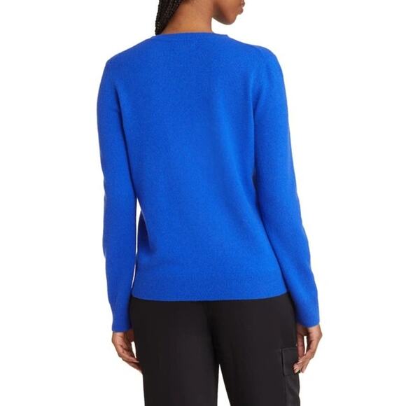 Nordstrom Cashmere Crewneck Sweater Long Sleeve In Blue Surf Size XS NWT - Picture 4 of 12